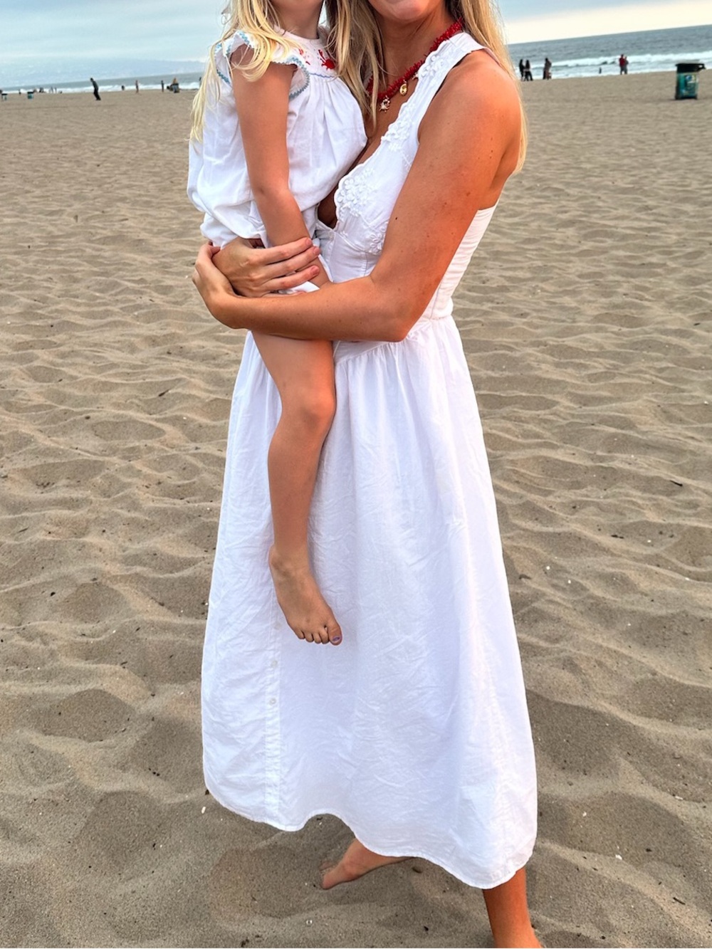 White Embroidered Cotton Midi Dress
